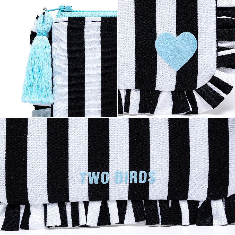 Täschchen Kiki - Streifen Schwarz Weiss Aqua
