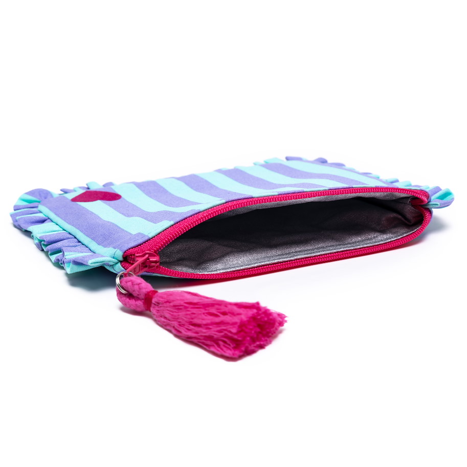 Täschchen Kiki - Streifen Lavendel Aqua Pink
