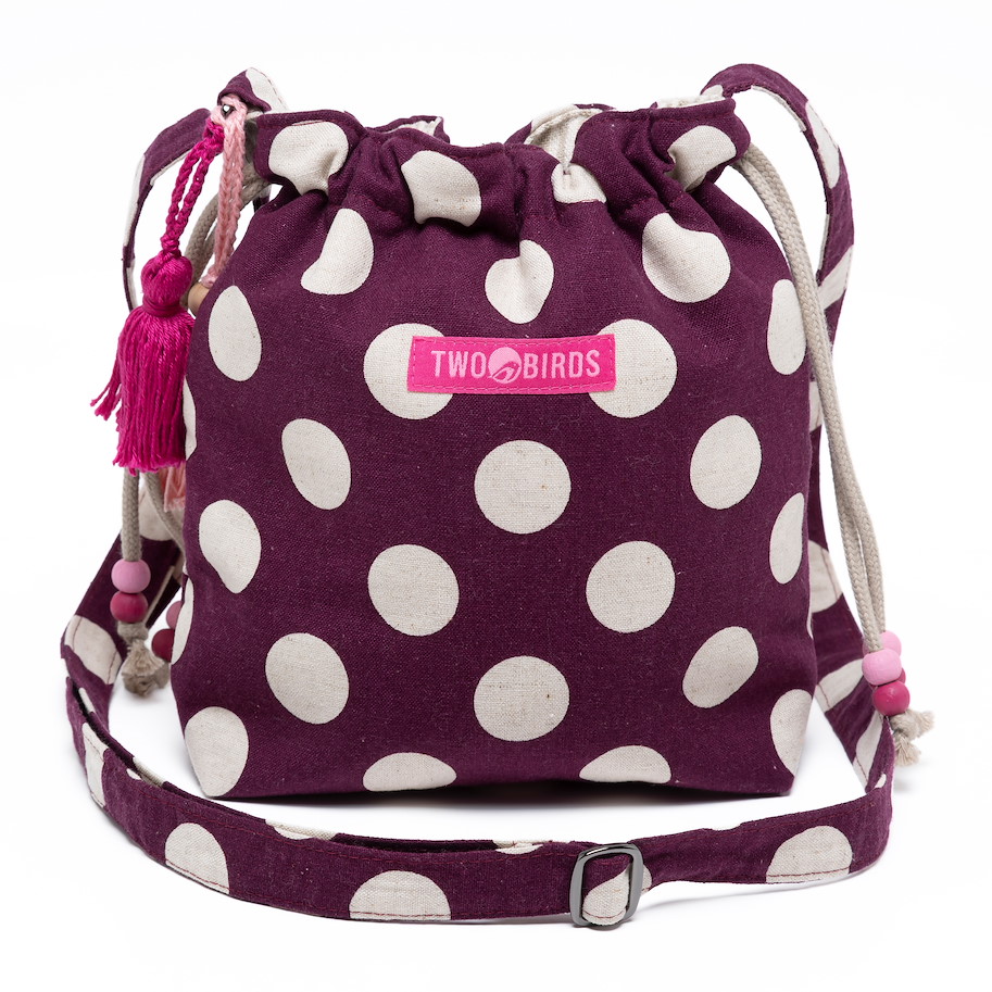 Umhängetasche Lilly - Polka Dots Pflaume