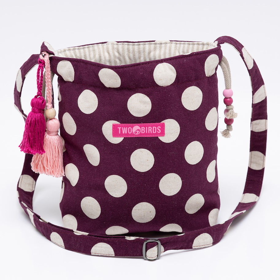 Umhängetasche Lilly - Polka Dots Pflaume