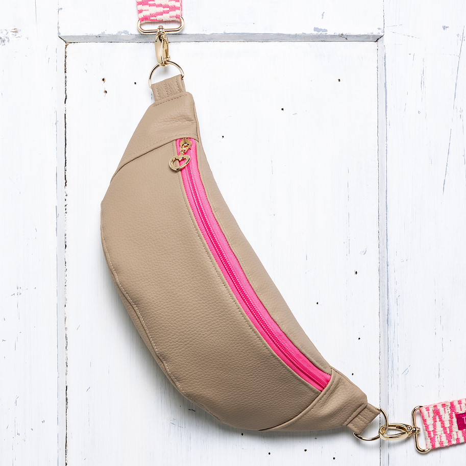 Crossbody Bag Kunstleder Beige