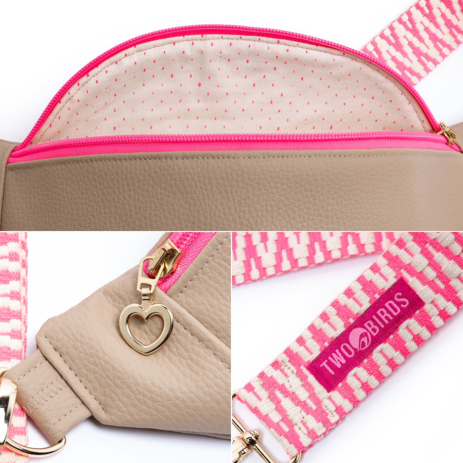 Crossbody Bag Kunstleder Beige