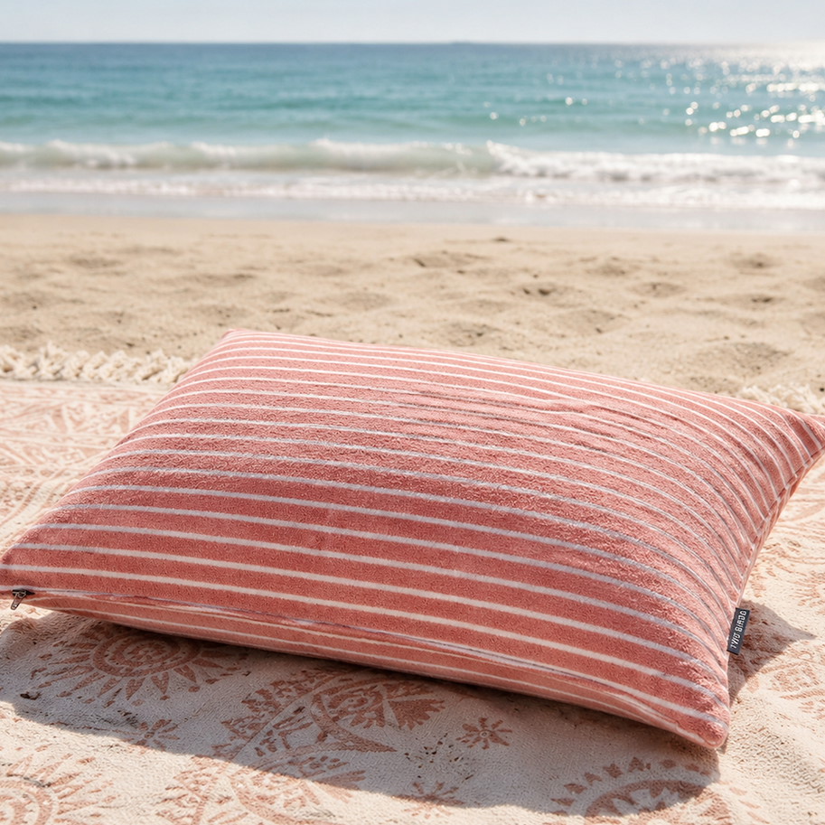 Kissen Siesta - Streifen Coral Weiss