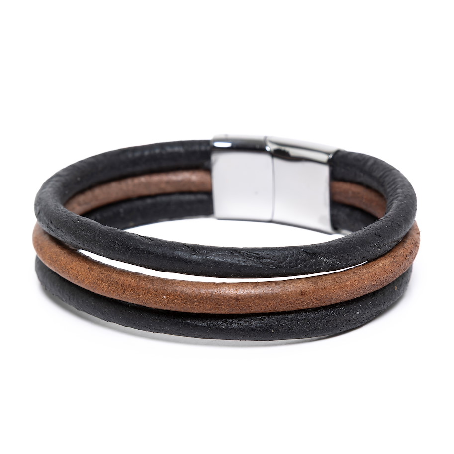 Armband Leder - Basic Triple Schwarz Braun