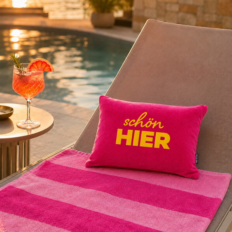 Kissen Siesta - Schön hier Pink Gelb