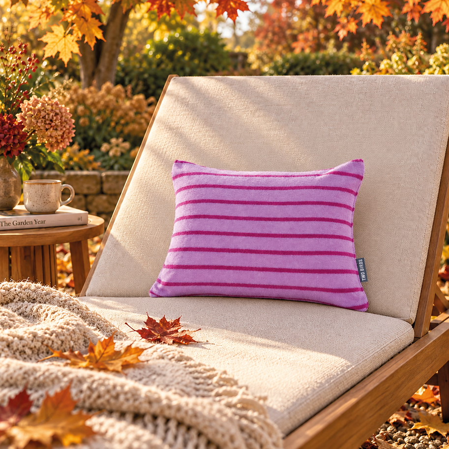 Kissen Siesta - breite Streifen Flieder Fuchsia