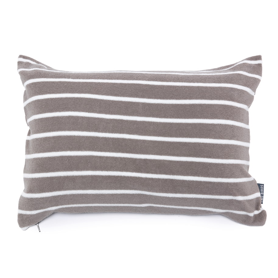Kissen Siesta - breite Streifen Taupe Weiss